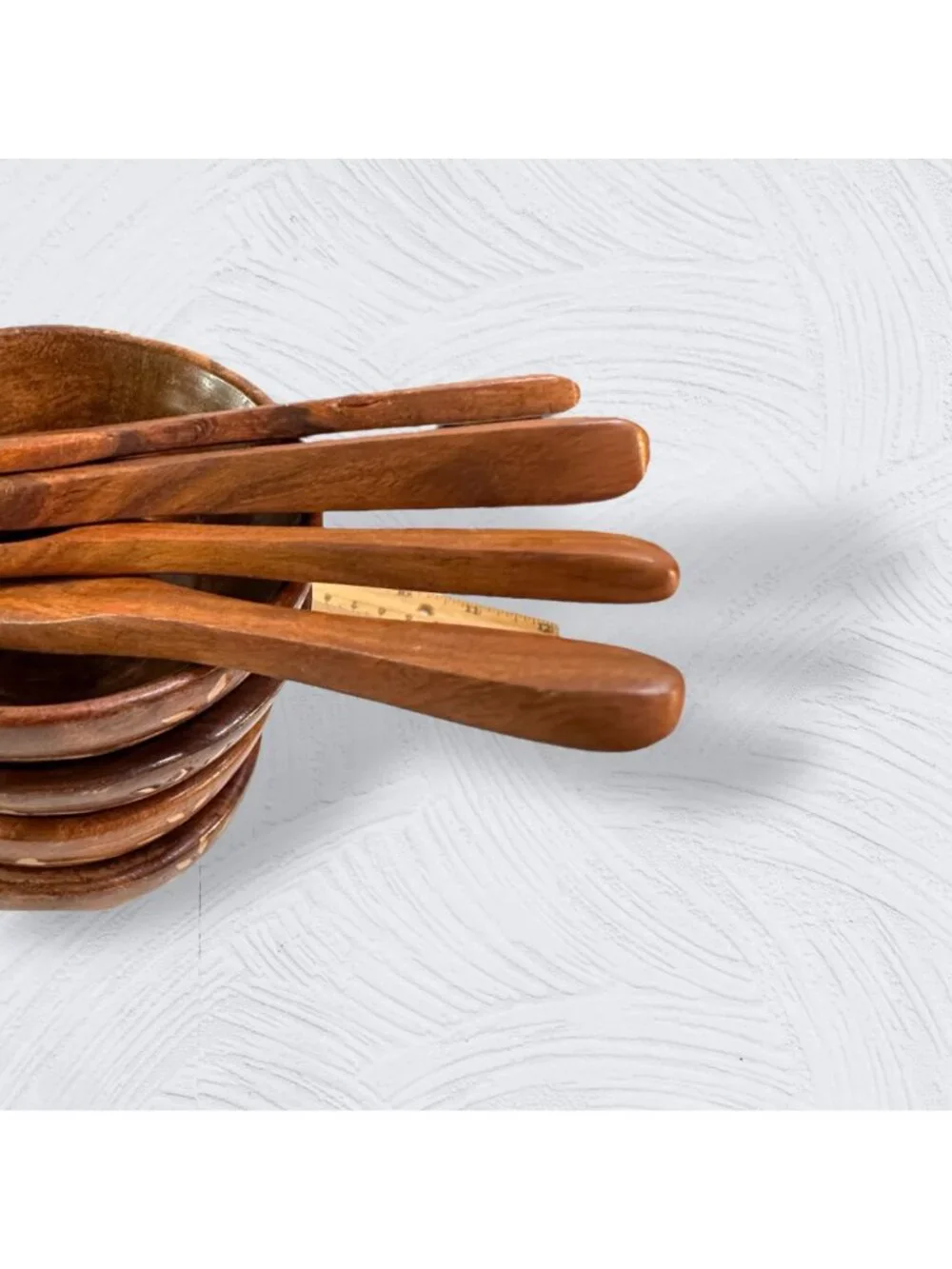Sheesham Hand-Crafted Wooden Bowls With Matching Spoons - Set Of 4 With Floral I